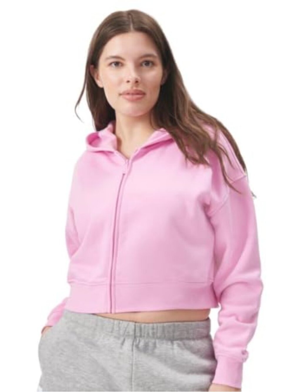 Womens French Terry Zip Hoodie Long Sleeve Hooded Sweatshirt Cozy